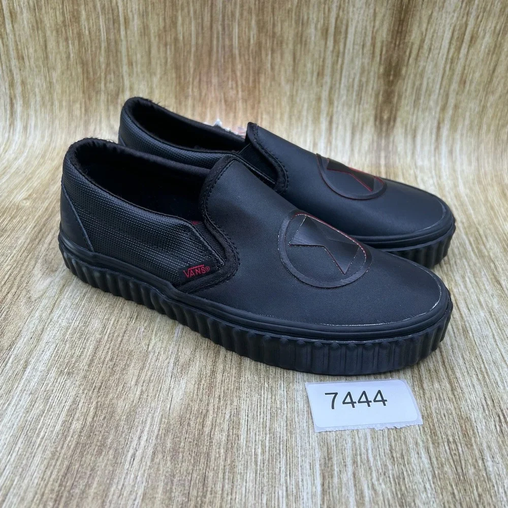 Vans x Marvel Black Widow Women's‎ Size 5 Slip On Sneakers Black Red Logo NEW
